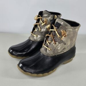 Women’s Sperry Saltwater Metallic Camo Duck Boots Size 6